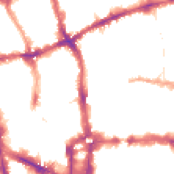 Night-time road noise heatmap for EC2Y 8NE