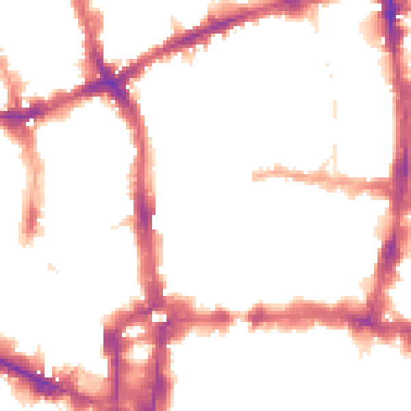 Night-time road noise heatmap for EC2Y 8NJ