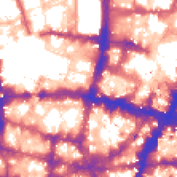 Daytime road noise heatmap for EC2Y 9AA