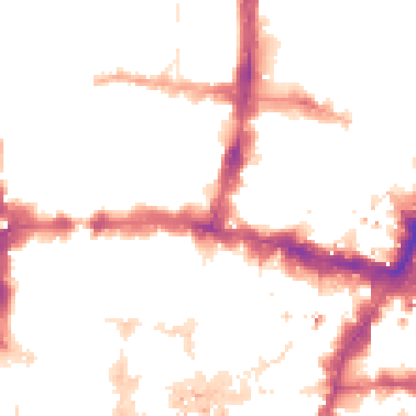 Night-time road noise heatmap for EC2Y 9AA