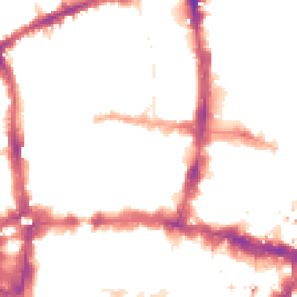 Night-time road noise heatmap for EC2Y 9BA
