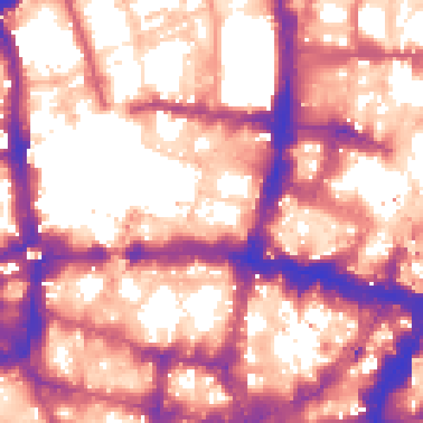Daytime road noise heatmap for EC2Y 9DP