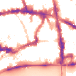 Night-time road noise heatmap for EC4A 2EJ