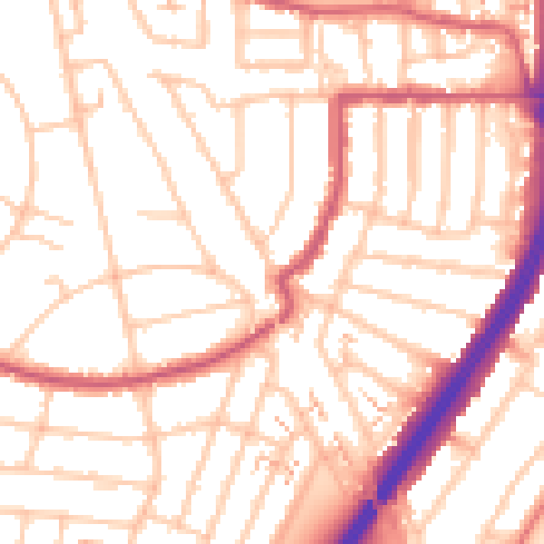 Daytime road noise heatmap for EN1 1BA