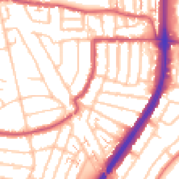 Daytime road noise heatmap for EN1 1BB