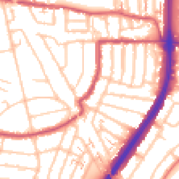 Daytime road noise heatmap for EN1 1BJ