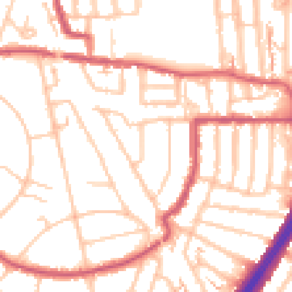 Daytime road noise heatmap for EN1 1BT