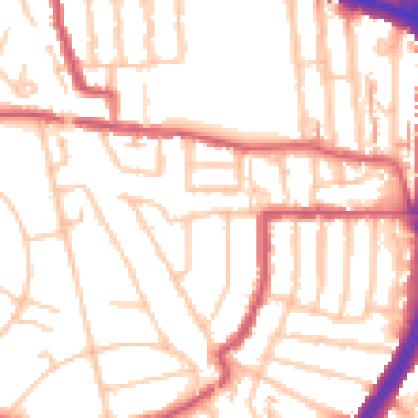 Daytime road noise heatmap for EN1 1DA