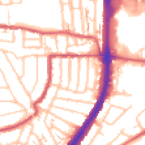 Daytime road noise heatmap for EN1 1DL