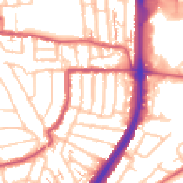 Daytime road noise heatmap for EN1 1DN