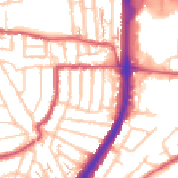 Daytime road noise heatmap for EN1 1DP
