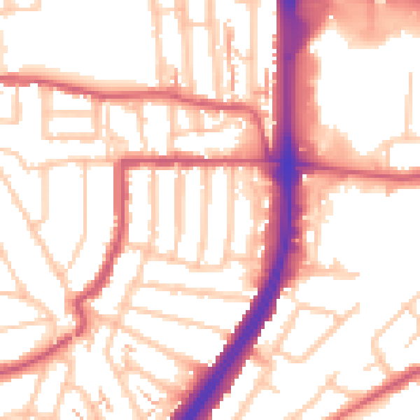 Daytime road noise heatmap for EN1 1DR