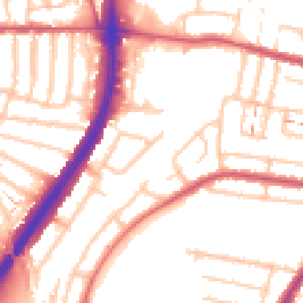 Daytime road noise heatmap for EN1 1ER