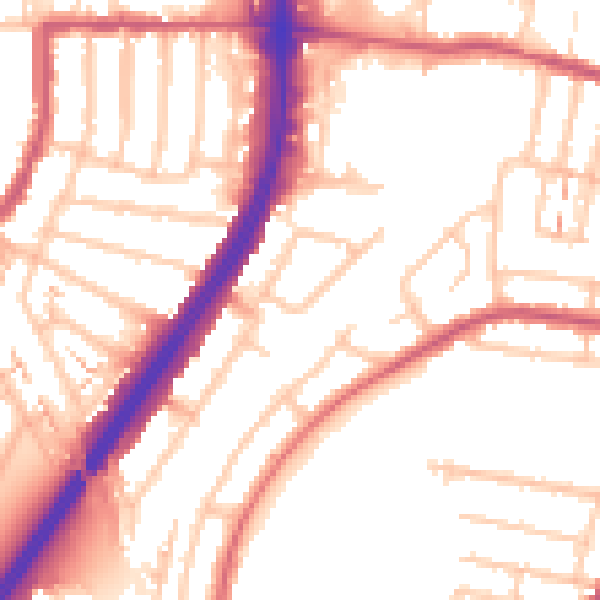 Daytime road noise heatmap for EN1 1ES