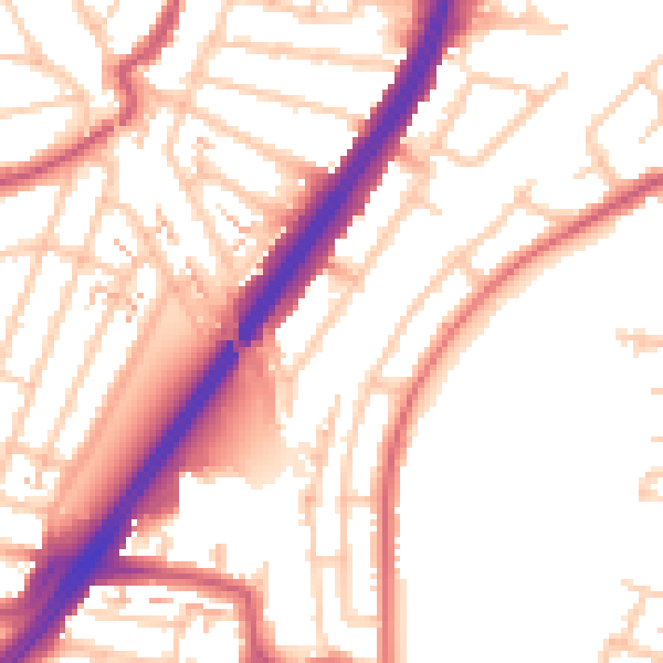 Daytime road noise heatmap for EN1 1EU