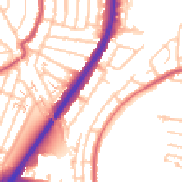 Daytime road noise heatmap for EN1 1EY
