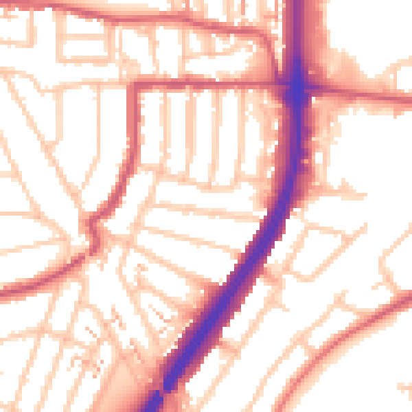 Daytime road noise heatmap for EN1 1JA