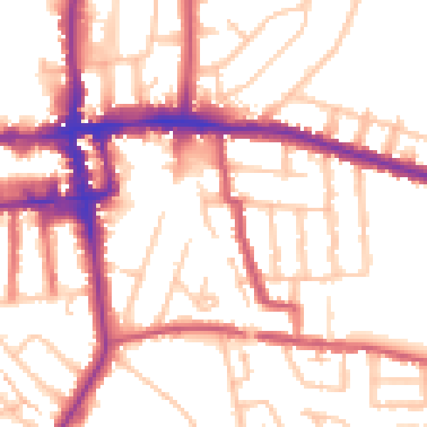 Daytime road noise heatmap for EN1 1NL