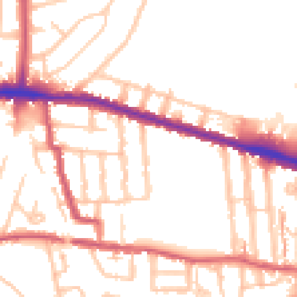 Daytime road noise heatmap for EN1 1PT