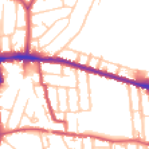 Daytime road noise heatmap for EN1 1PU