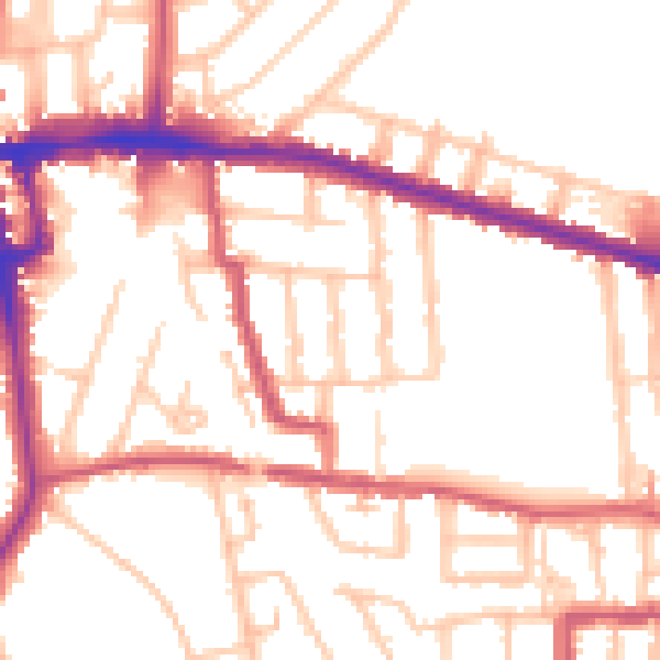 Daytime road noise heatmap for EN1 1PZ