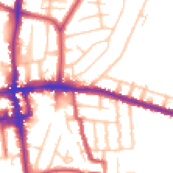 Daytime road noise heatmap for EN1 1SA