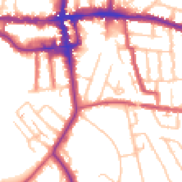 Daytime road noise heatmap for EN1 2AJ