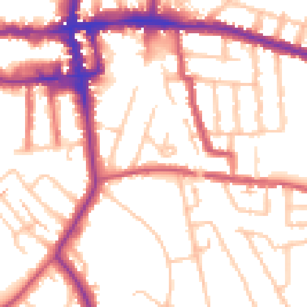 Daytime road noise heatmap for EN1 2AR