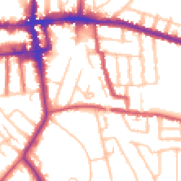 Daytime road noise heatmap for EN1 2AY