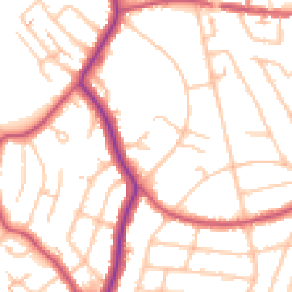 Daytime road noise heatmap for EN1 2BN