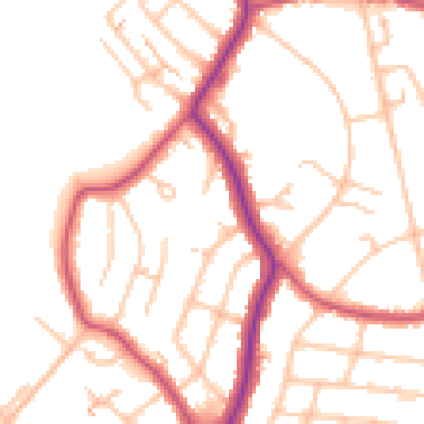Daytime road noise heatmap for EN1 2BP