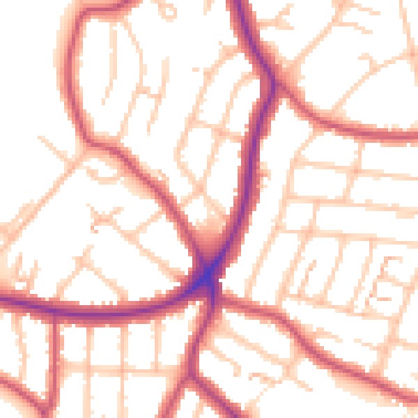 Daytime road noise heatmap for EN1 2BZ