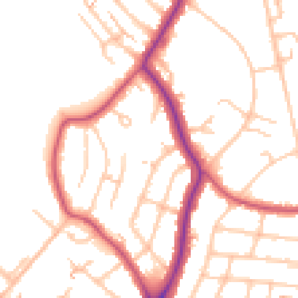 Daytime road noise heatmap for EN1 2DT