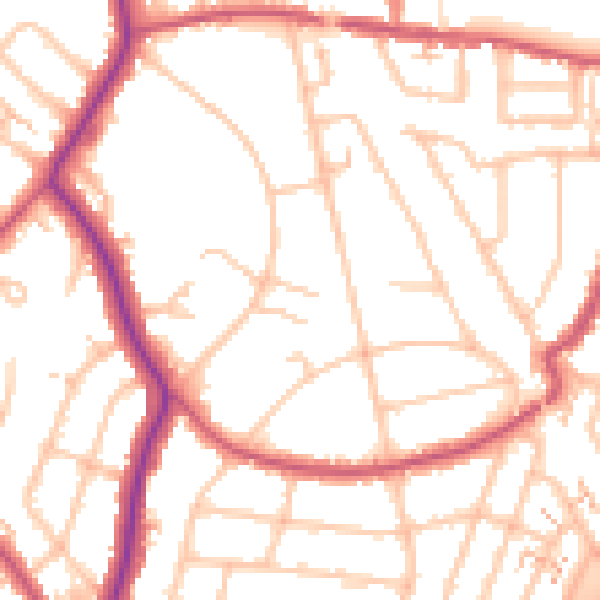Daytime road noise heatmap for EN1 2EW