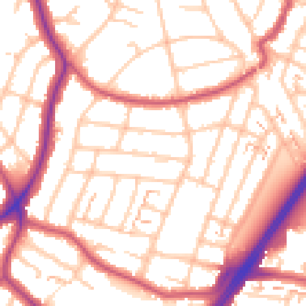 Daytime road noise heatmap for EN1 2JA