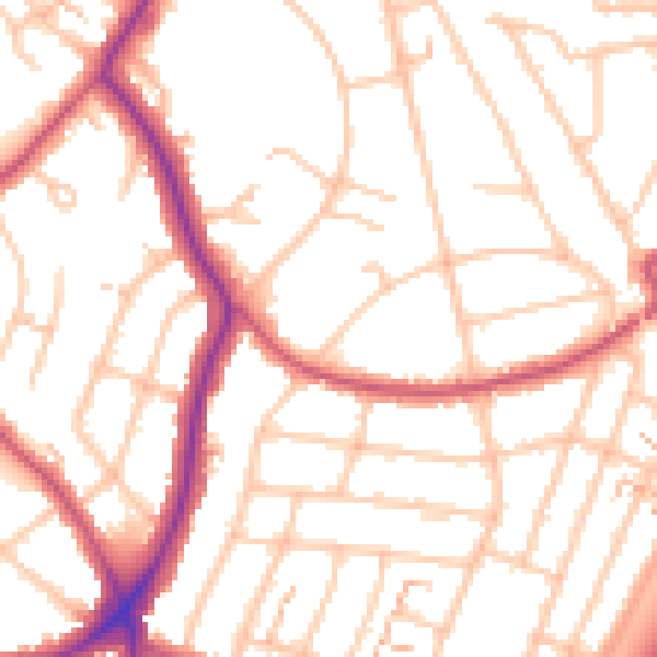 Daytime road noise heatmap for EN1 2JJ