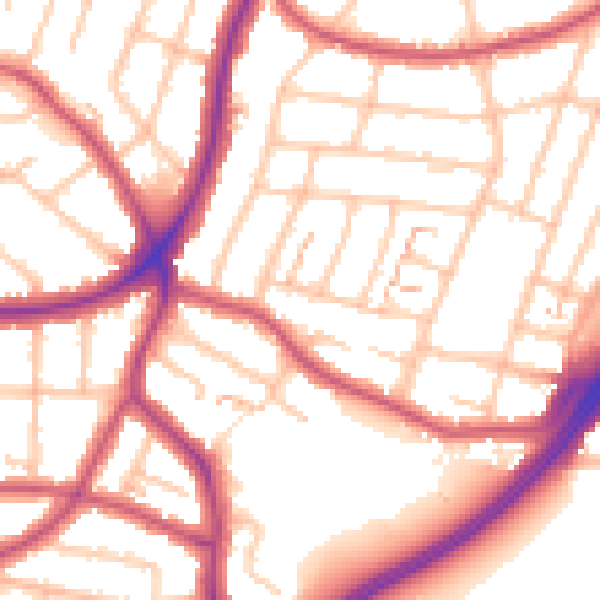 Daytime road noise heatmap for EN1 2LD