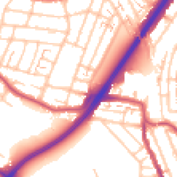 Daytime road noise heatmap for EN1 2NB