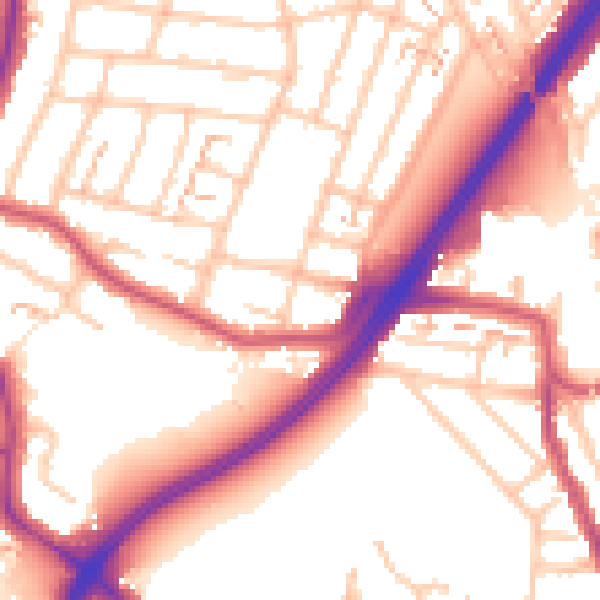 Daytime road noise heatmap for EN1 2NE