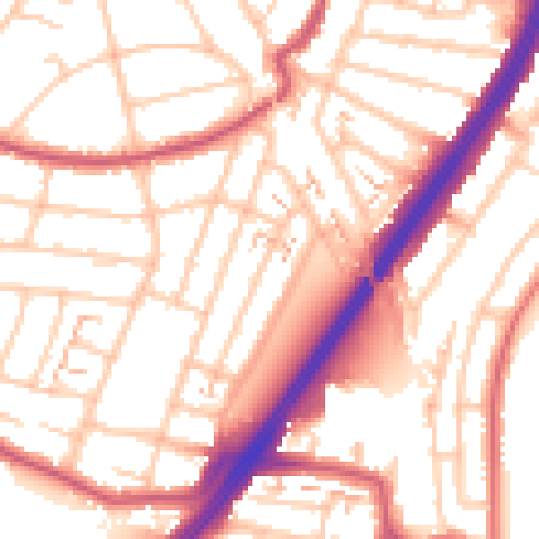 Daytime road noise heatmap for EN1 2NL
