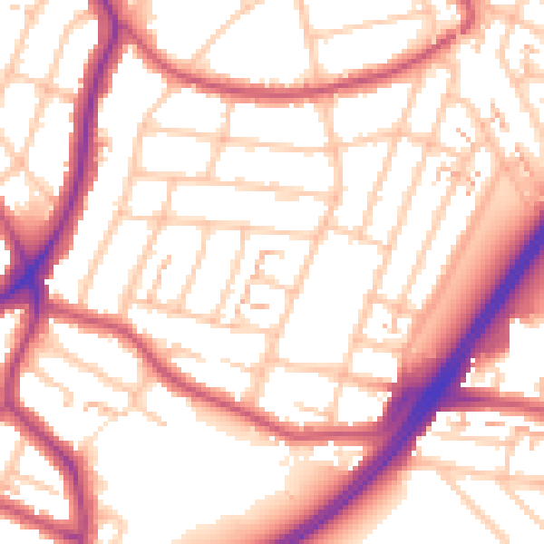 Daytime road noise heatmap for EN1 2RP