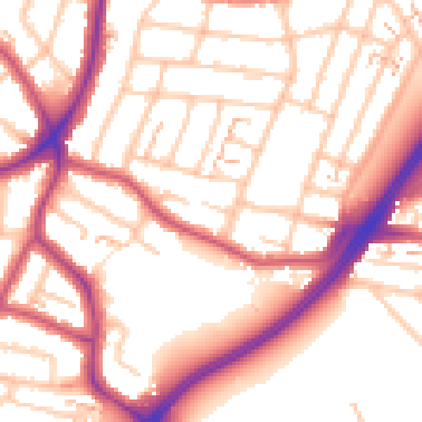 Daytime road noise heatmap for EN1 2RW