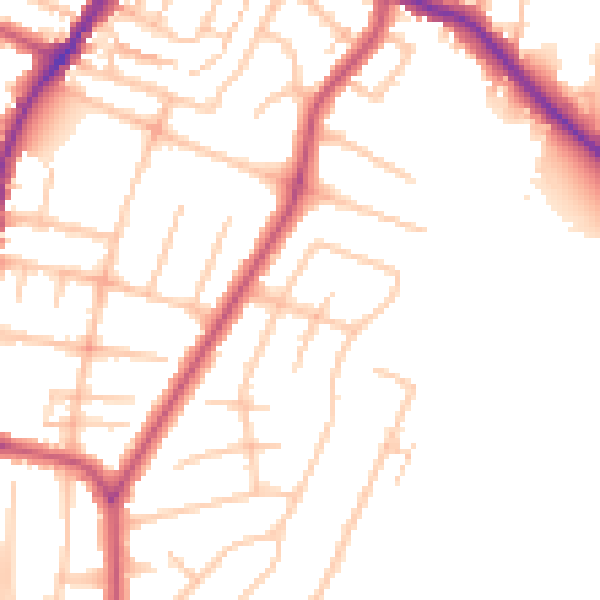 Daytime road noise heatmap for EN1 3BB