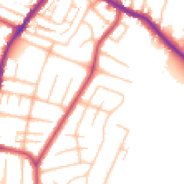Daytime road noise heatmap for EN1 3BE