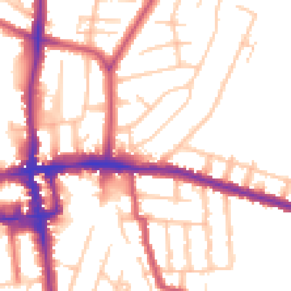 Daytime road noise heatmap for EN1 3DA