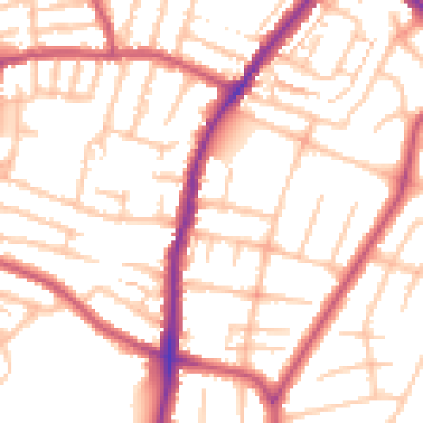 Daytime road noise heatmap for EN1 3HR