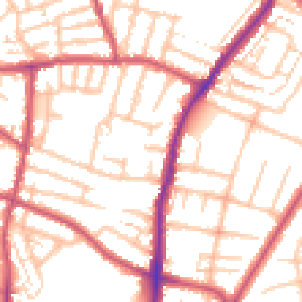 Daytime road noise heatmap for EN1 3JZ