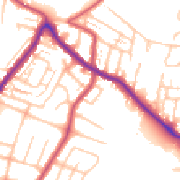 Daytime road noise heatmap for EN1 3NE