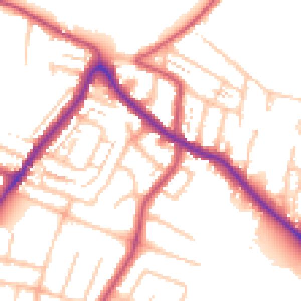 Daytime road noise heatmap for EN1 3NN