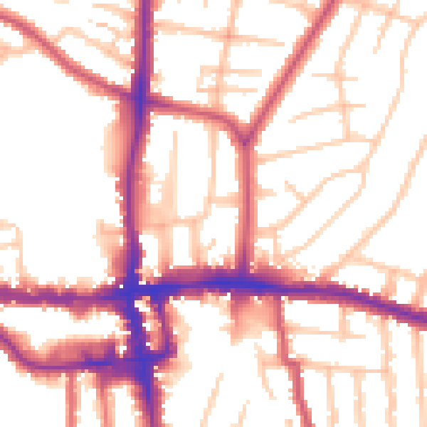 Daytime road noise heatmap for EN1 3TU